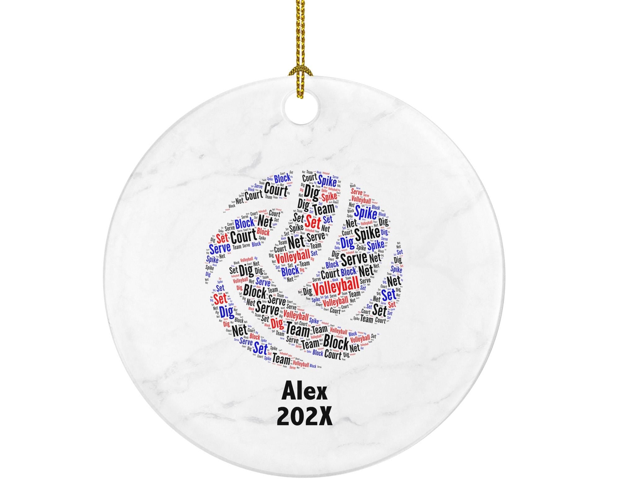Personalized Volleyball Ornament – Custom Sports Gift for Players, Coaches, and Teams – Word Art Keepsake