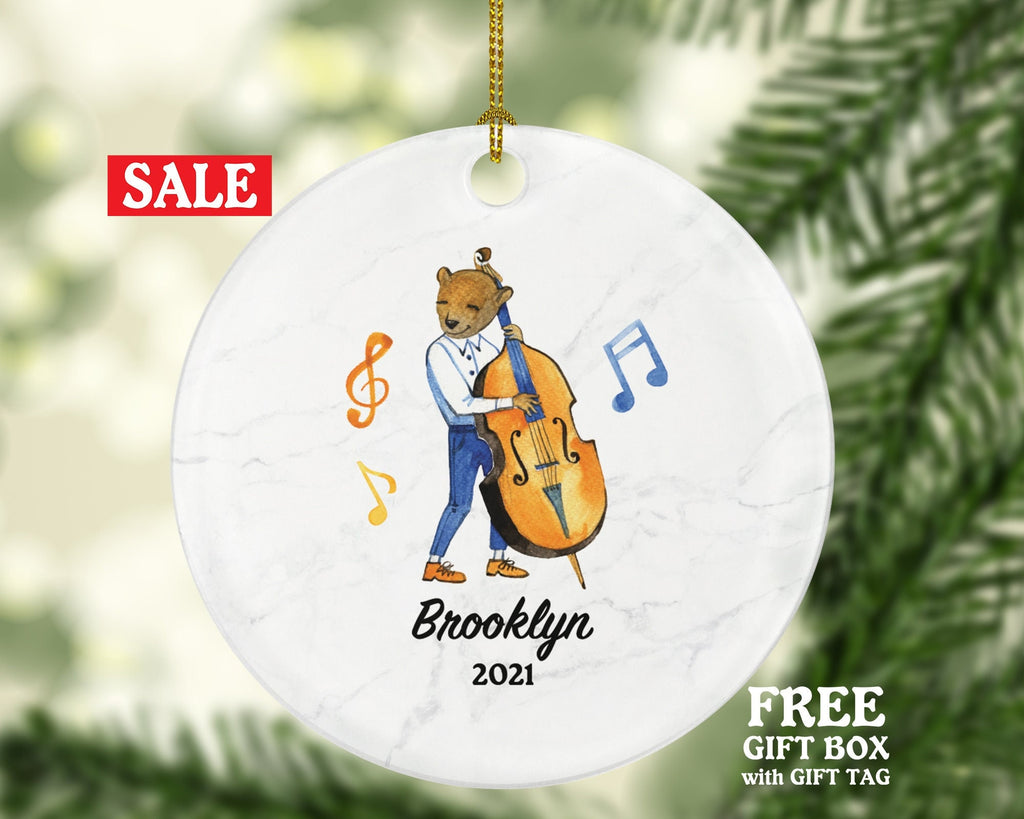 Contrabass Christmas Ornament Personalized - Contrabassist Contrabass Player Playing Musical Instrument Gift