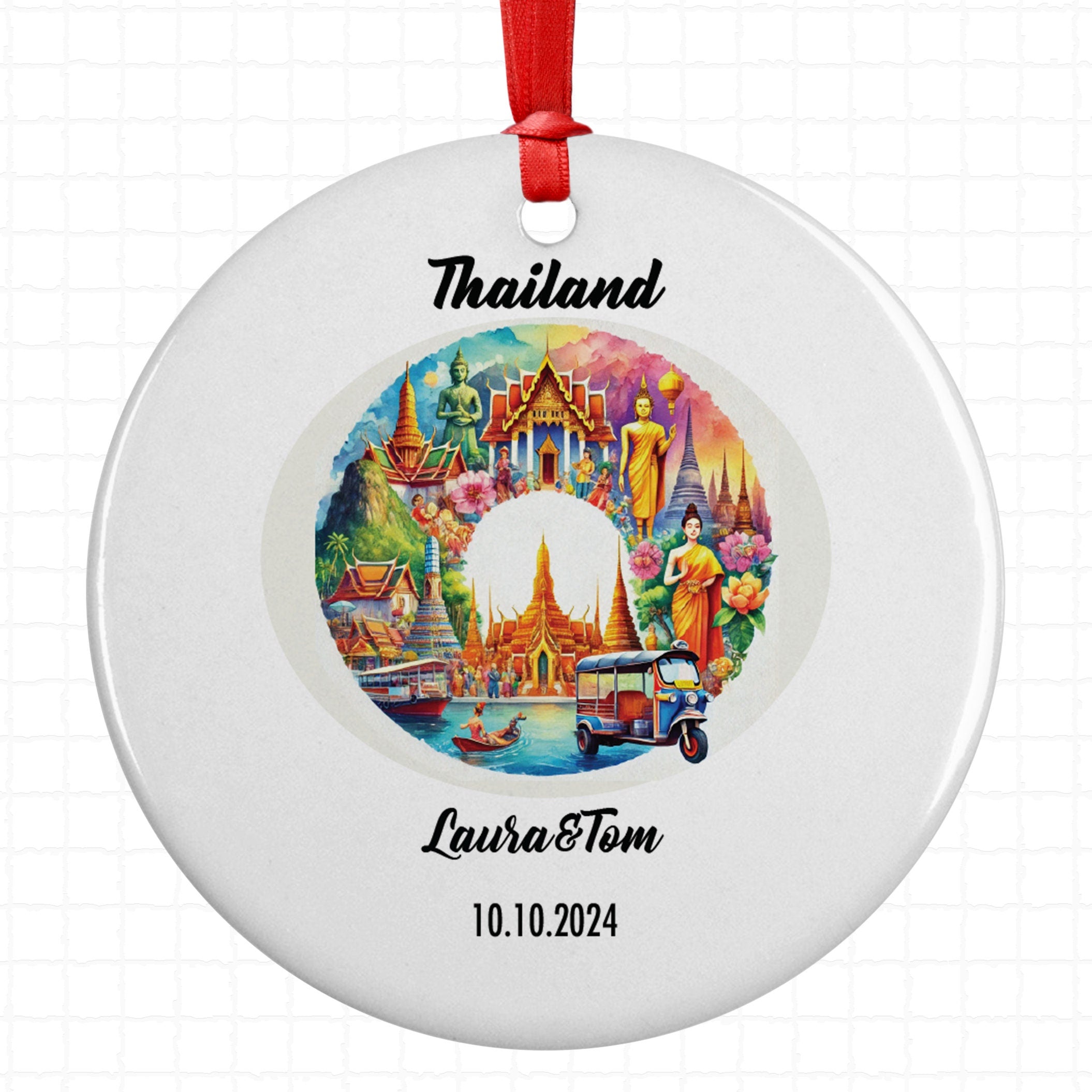 Thailand Ornament, Engagement, Married, Travel, Gift for Engaged Couple, Engagement Gift, Trip, Vacation Souvenir