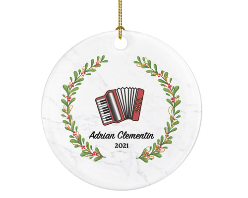 Accordion Instrument Christmas Ornament Personalized - Musical Instrument Player Music Lover Custom Holiday Gift for Musician