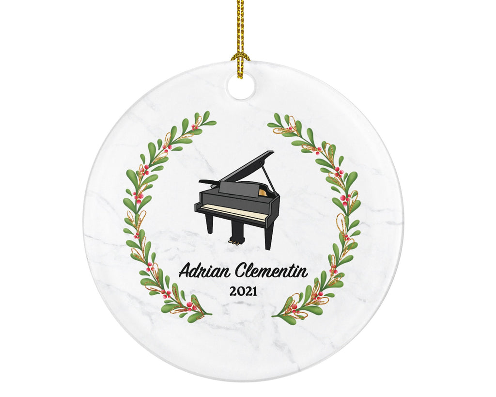 Piano Christmas Ornament Personalized - Musical Instrument Pianist Playing Piano, Gift for Pianist