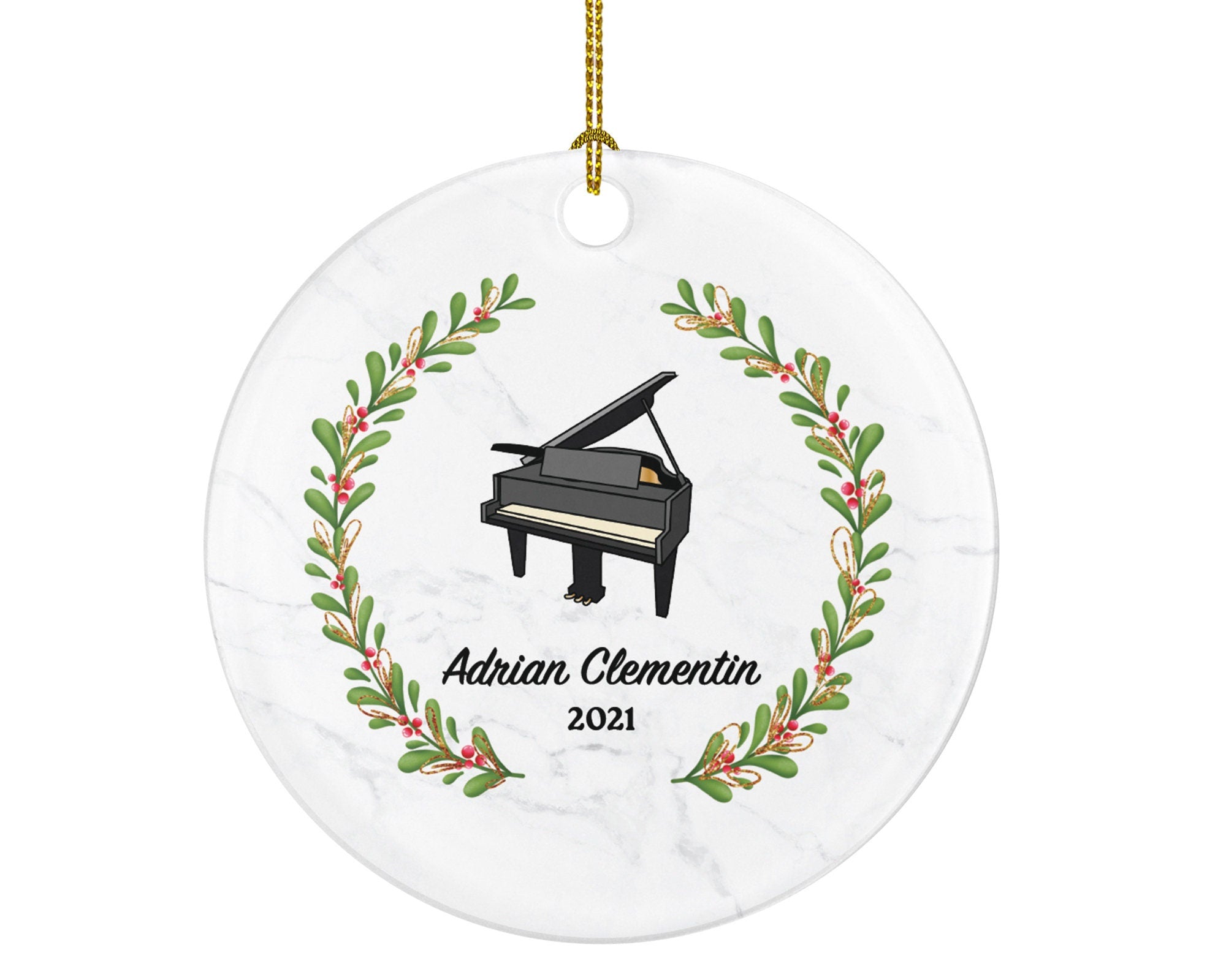 Piano Christmas Ornament Personalized - Musical Instrument Pianist Playing Piano, Gift for Pianist