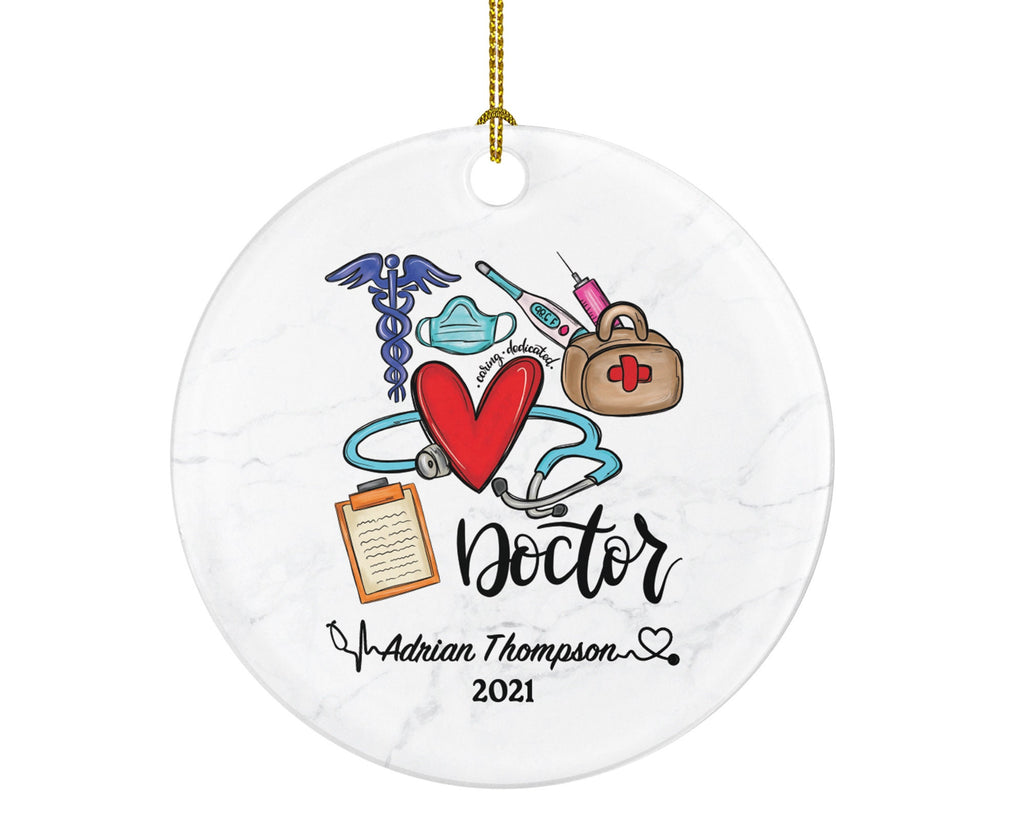 Doctor Christmas Ornament Personalized - Medical Doctor Health Worker Gift from Patient for Physician Practitioner MD