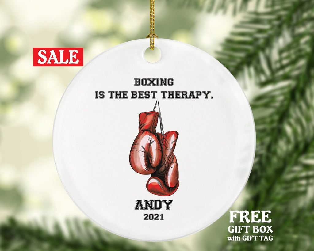 Personalized Boxing Christmas Ornament Boxing Gloves Inspirational Gift Sports Hobby Occupation Boxer Boxing Gamer Player Tree Decoration