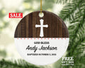 Baptism Ornament God Bless Baby Personalized Gift for Baptize Rustic Baptism Custom Christmas