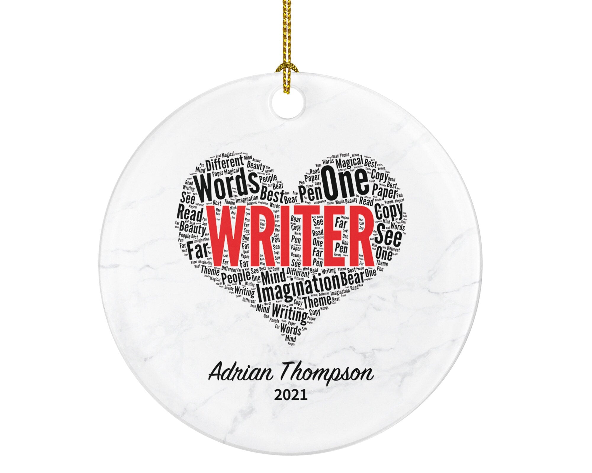 Writer Christmas Ornament Personalized - Custom Name Gift
