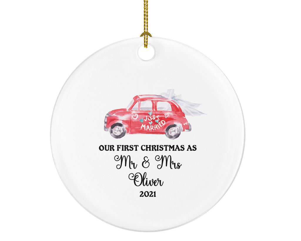 First Christmas as Mr & Mrs Married Couple Christmas Ornament Personalized - Newlywed Christmas First Custom Gift - Wedding Car