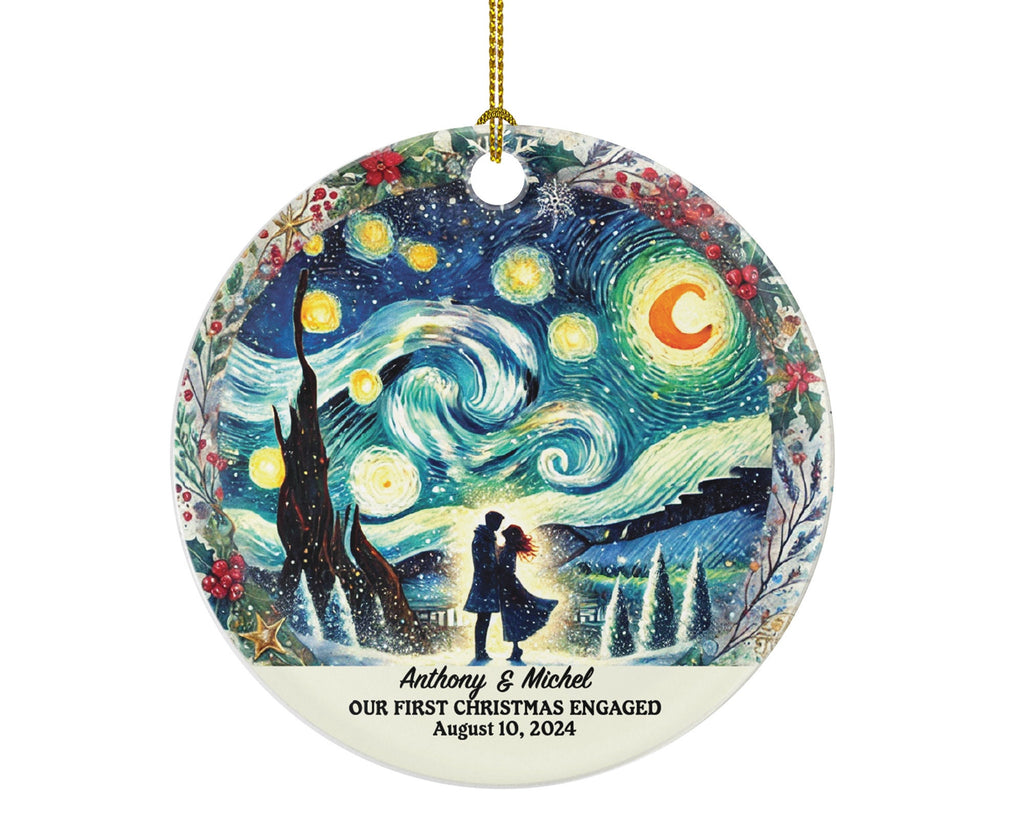 First Christmas Engaged Custom Ornament - Personalized Engagement Announcement Couple Gift - Custom Date Name - Future Husband Wife