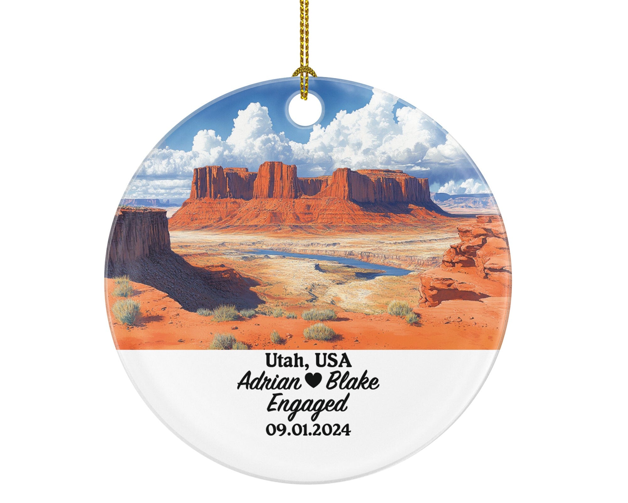 Utah Christmas Ornament Personalized - TX Engaged Married Family Together Couple Travel Honeymoon Engagement Marriage
