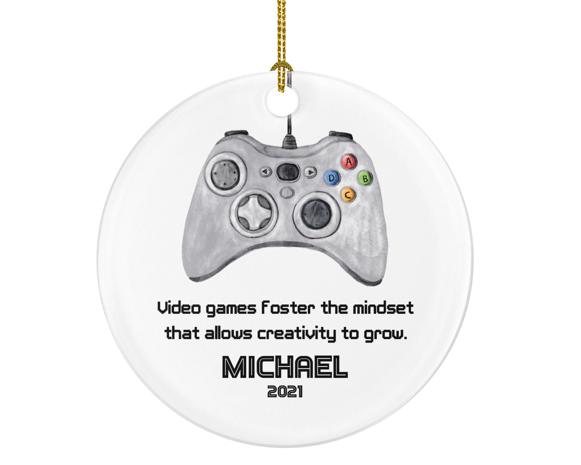 Personalized Playing Video Game Player Gamer Boy Male Christmas Ornament for Tree Controller Addict
