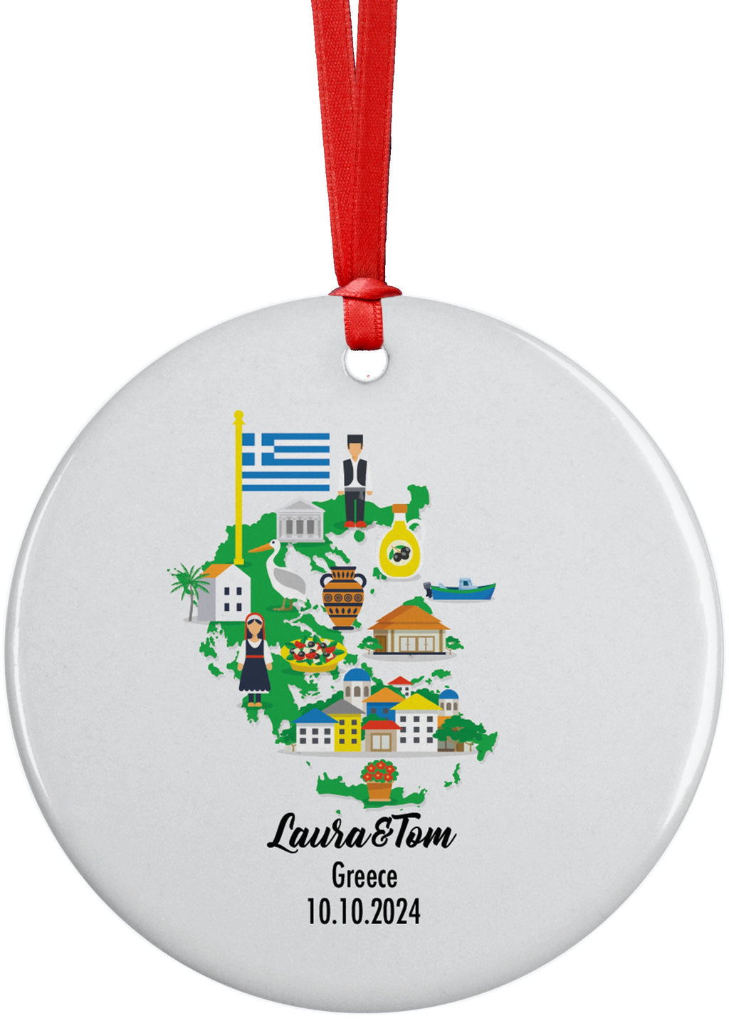 Greece, Ornament, Engagement, Married, Travel, Gift for Engaged Couple, Engagement Gift, Trip, Vacation Souvenir