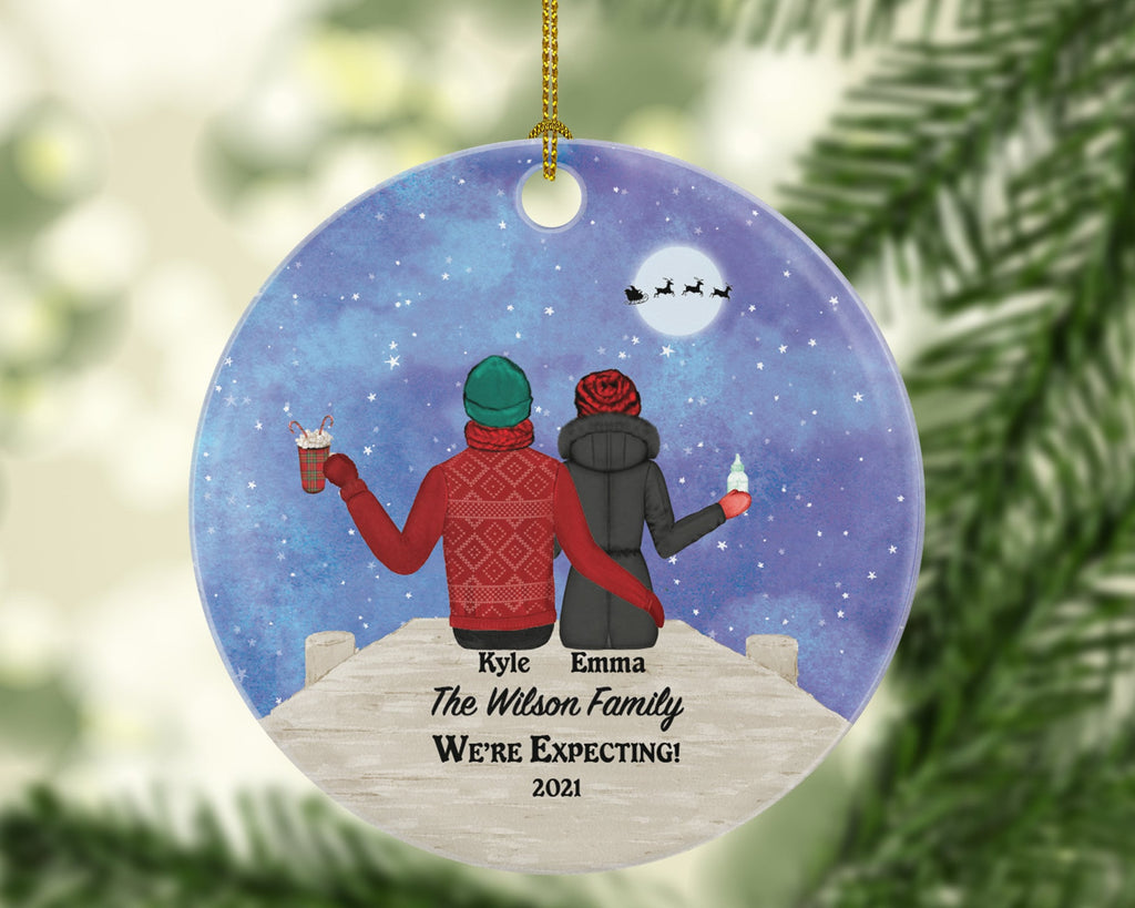 Personalized We're Expecting Christmas Ornament - Future Baby Pregnancy Announcement Gift - We are Expecting Present for Pregnant Mom Dad