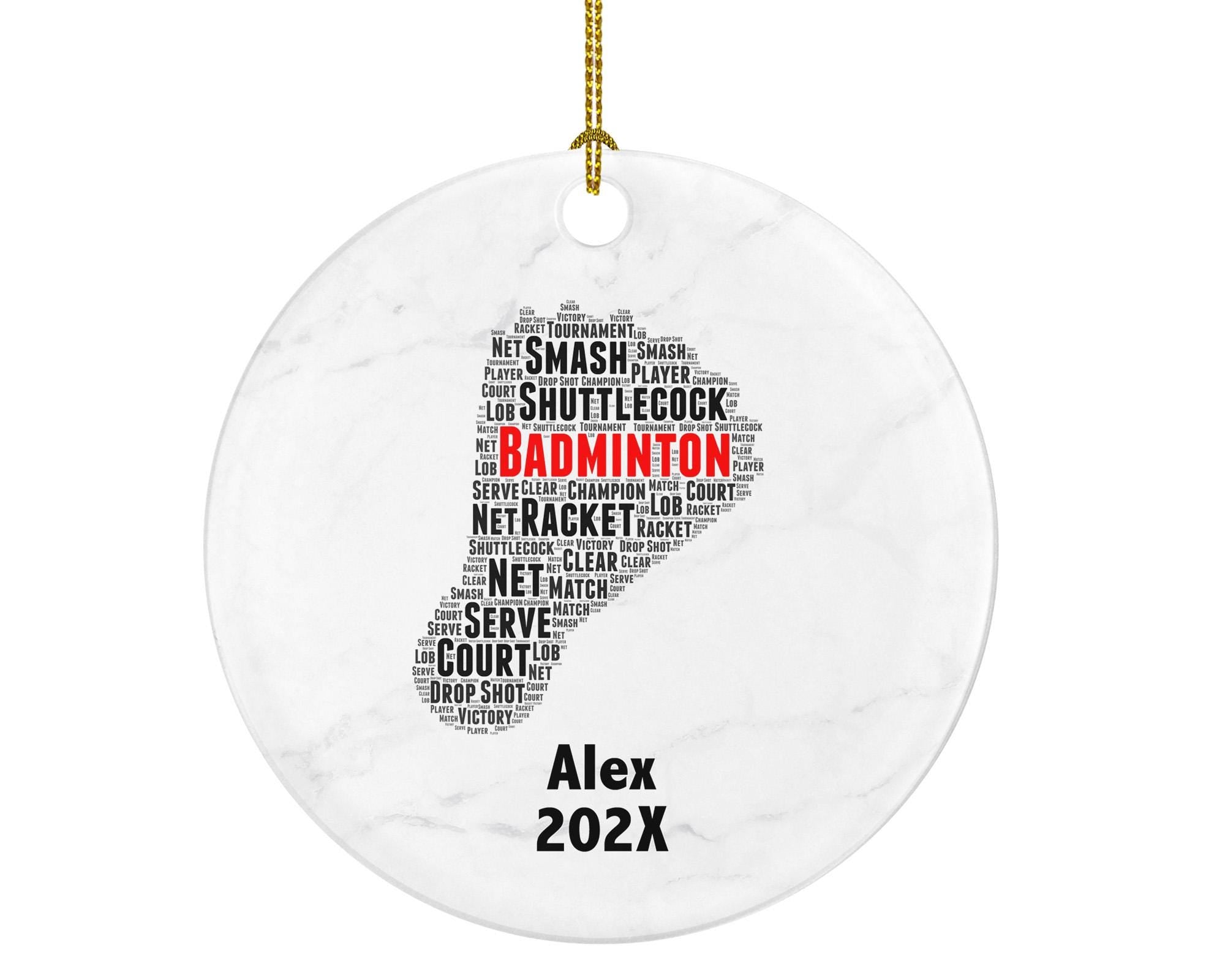 Personalized Badminton Christmas Ornament – Custom Sports Gift – Racket and Shuttlecock Ornament – Player Holiday Keepsake