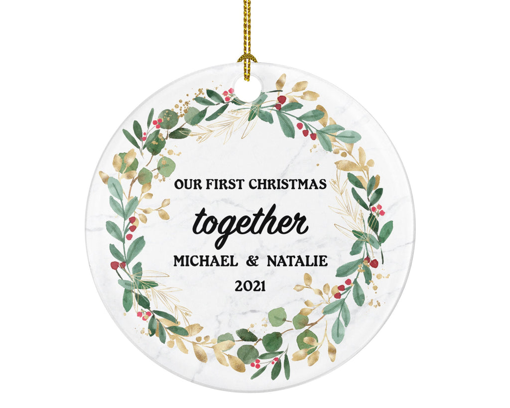 Our First Christmas Together Couple Christmas Ornament Personalized - New Couple Gift - Custom Names and Year