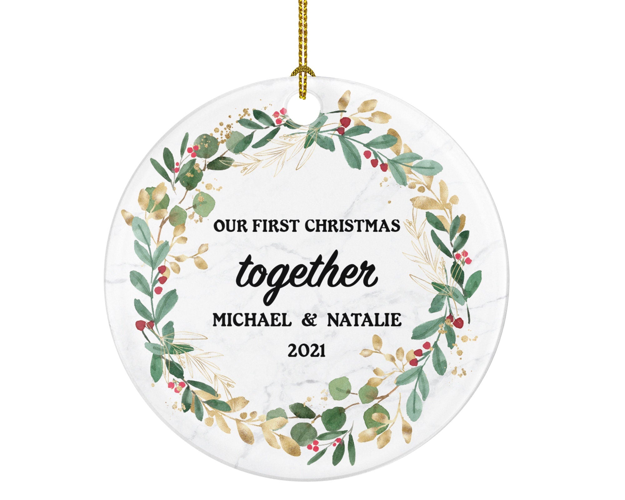 Our First Christmas Together Couple Christmas Ornament Personalized - New Couple Gift - Custom Names and Year