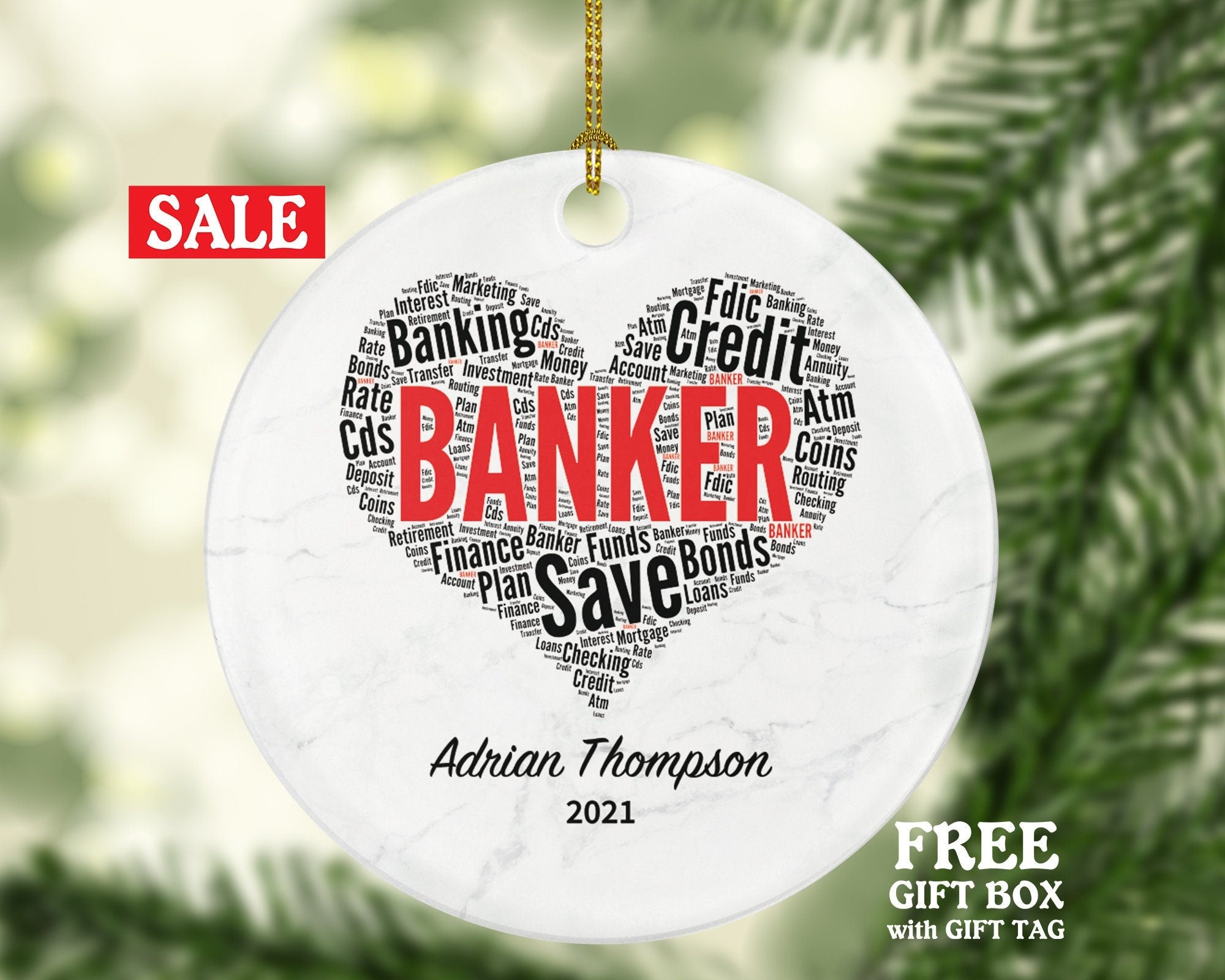 Banker Worker Christmas Ornament Personalized - Bank Worker Custom Gift