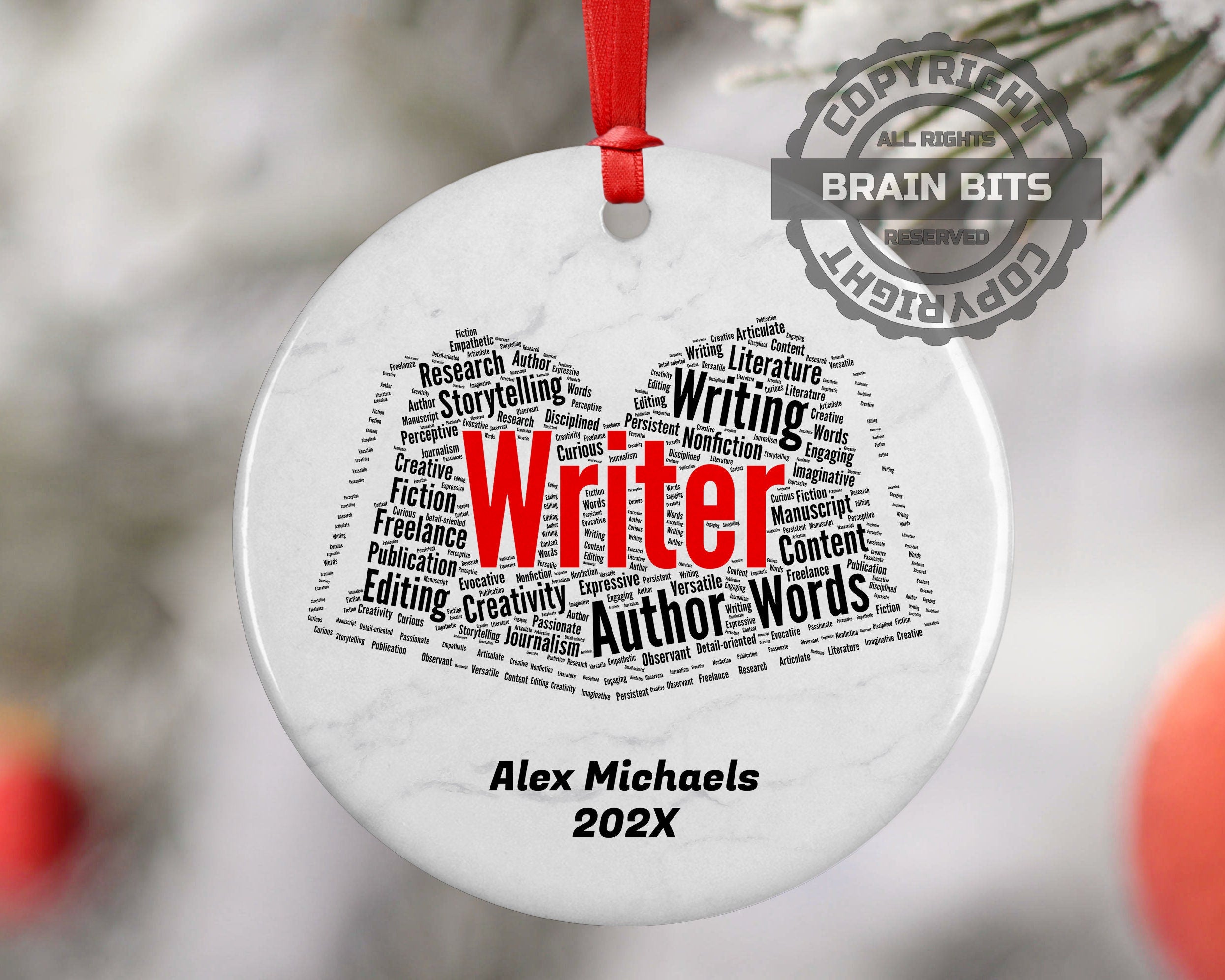 Writer Personalized Christmas Ornament