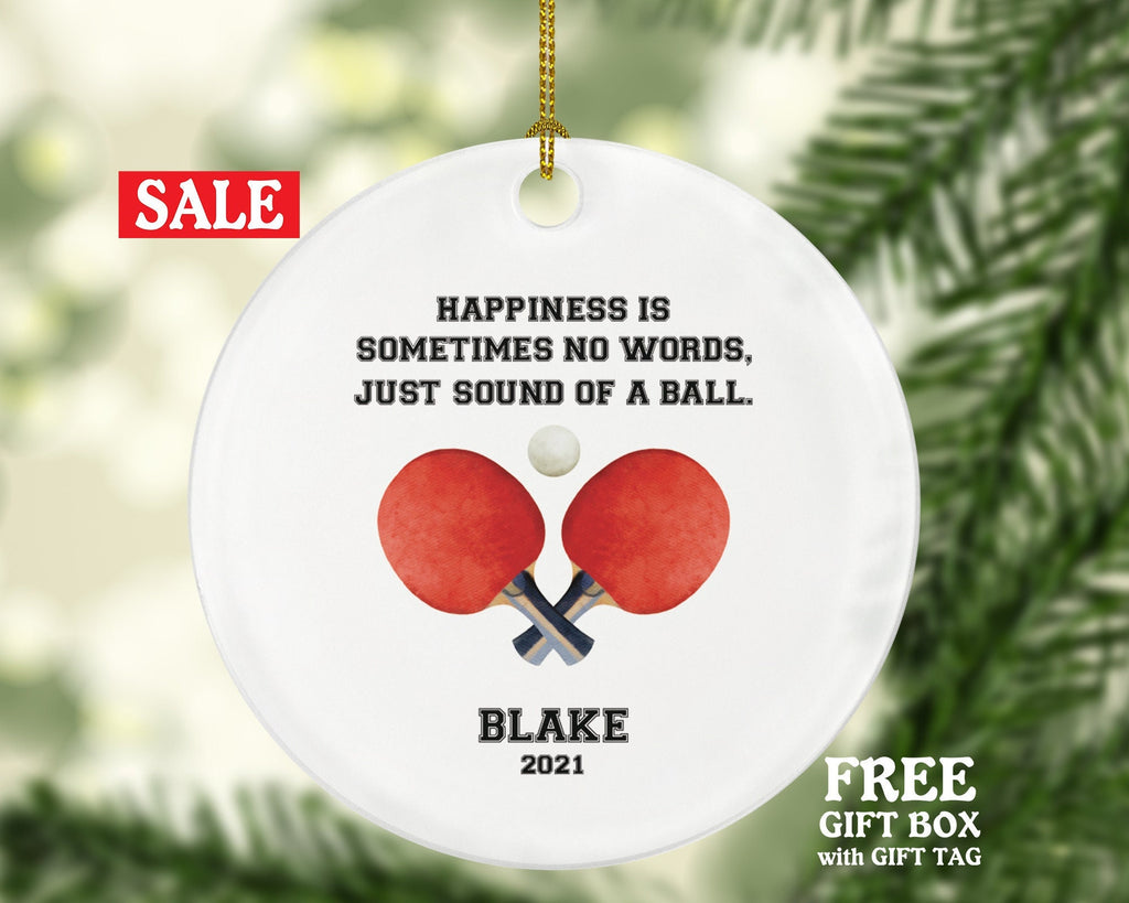Table Tennis Player Ping Pong Ball Christmas Ornament - Paddles Racket Team Coach Fan Gift Personalized Custom with Name