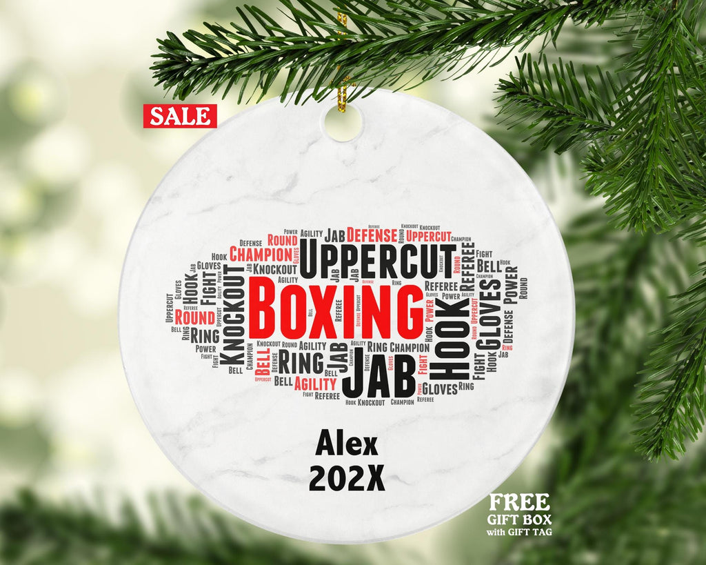Personalized Boxing Christmas Ornament – Custom Sports Gift – Fighter Ornament – Boxing Fan Holiday Keepsake