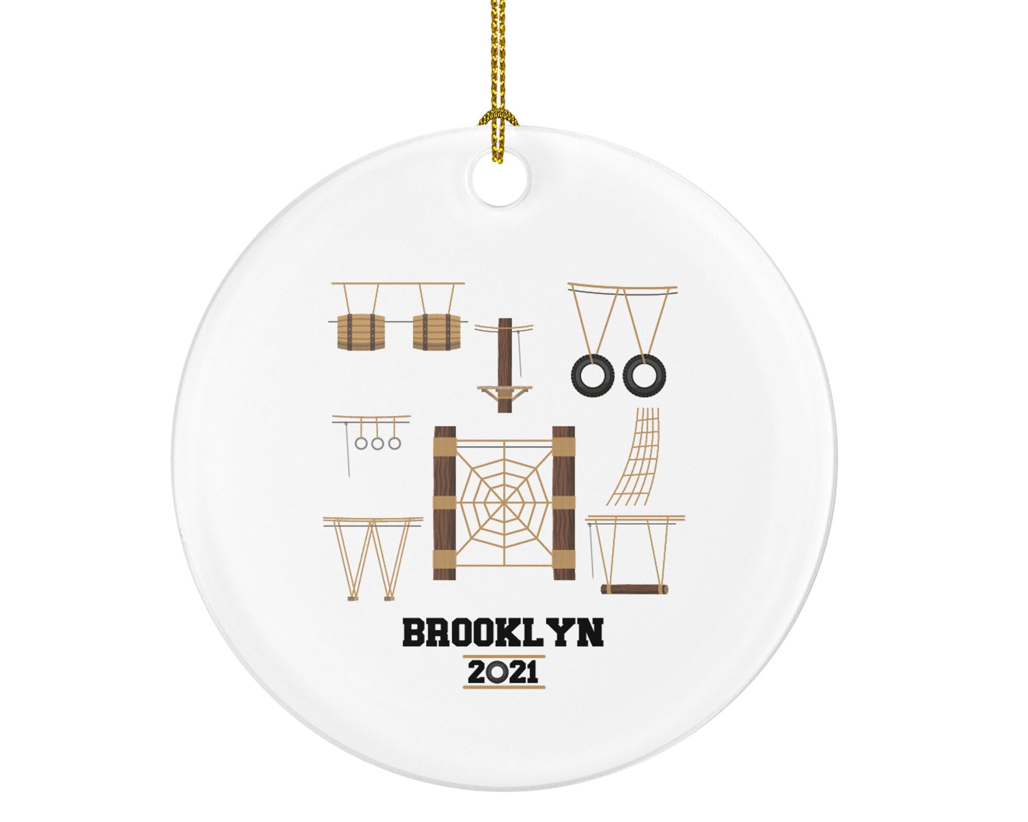 Tree Top Adventure Christmas Ornament Personalized, Rope Sliding Zip liner Zipliner Ziplining Outdoor Zipline Instructor Rope Adventure Park