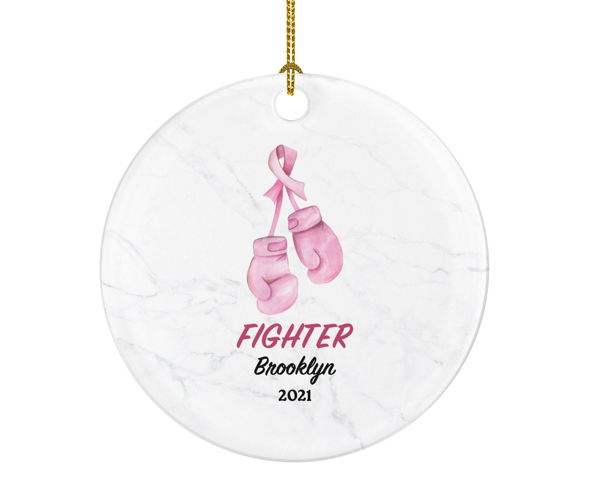 Cancer Fighter Christmas Ornament Personalized, Breast Cancer Awareness, Cancer Survivor Gift