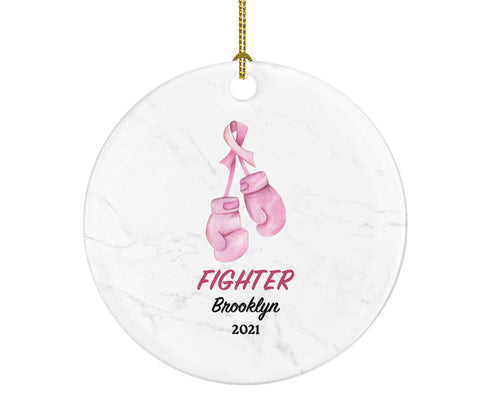 Cancer Fighter Christmas Ornament Personalized, Breast Cancer Awareness, Cancer Survivor Gift