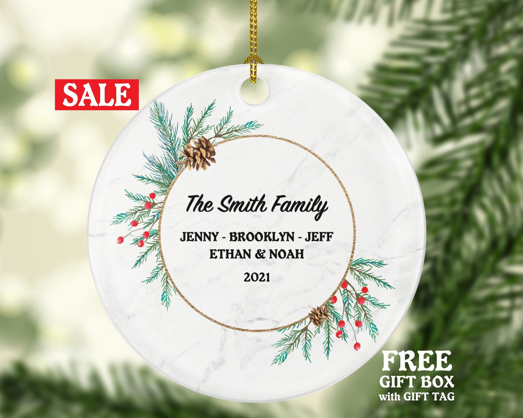 Family of 2 3 4 5 6 Christmas Ornament Personalized - Gift for Family - Custom Name Year Christmas Ornament