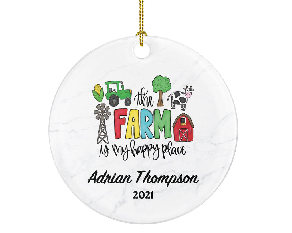 Farm Christmas Ornament Personalized - Farmer Farm Worker Gift - Custom Name Year