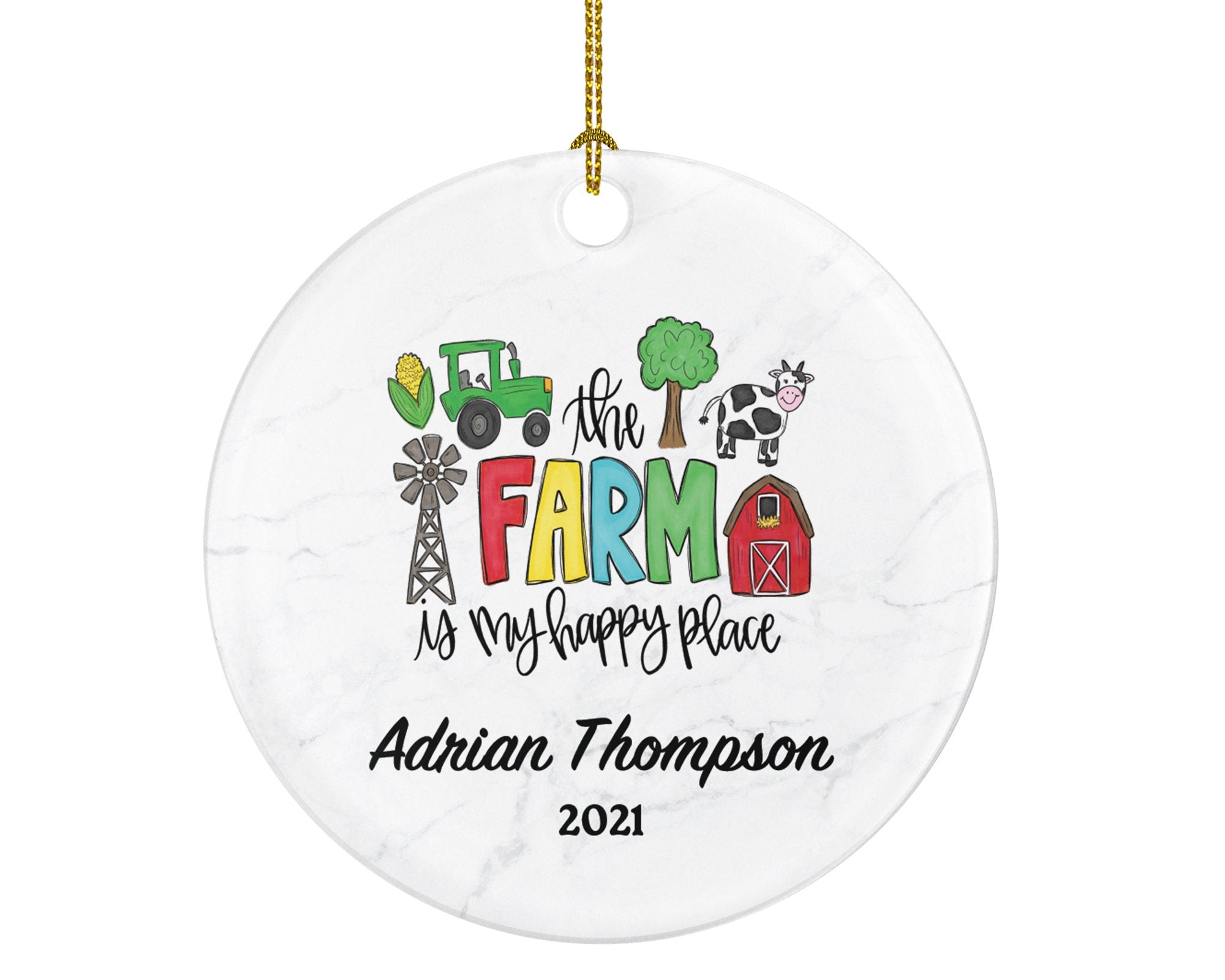 Farm Christmas Ornament Personalized - Farmer Farm Worker Gift - Custom Name Year