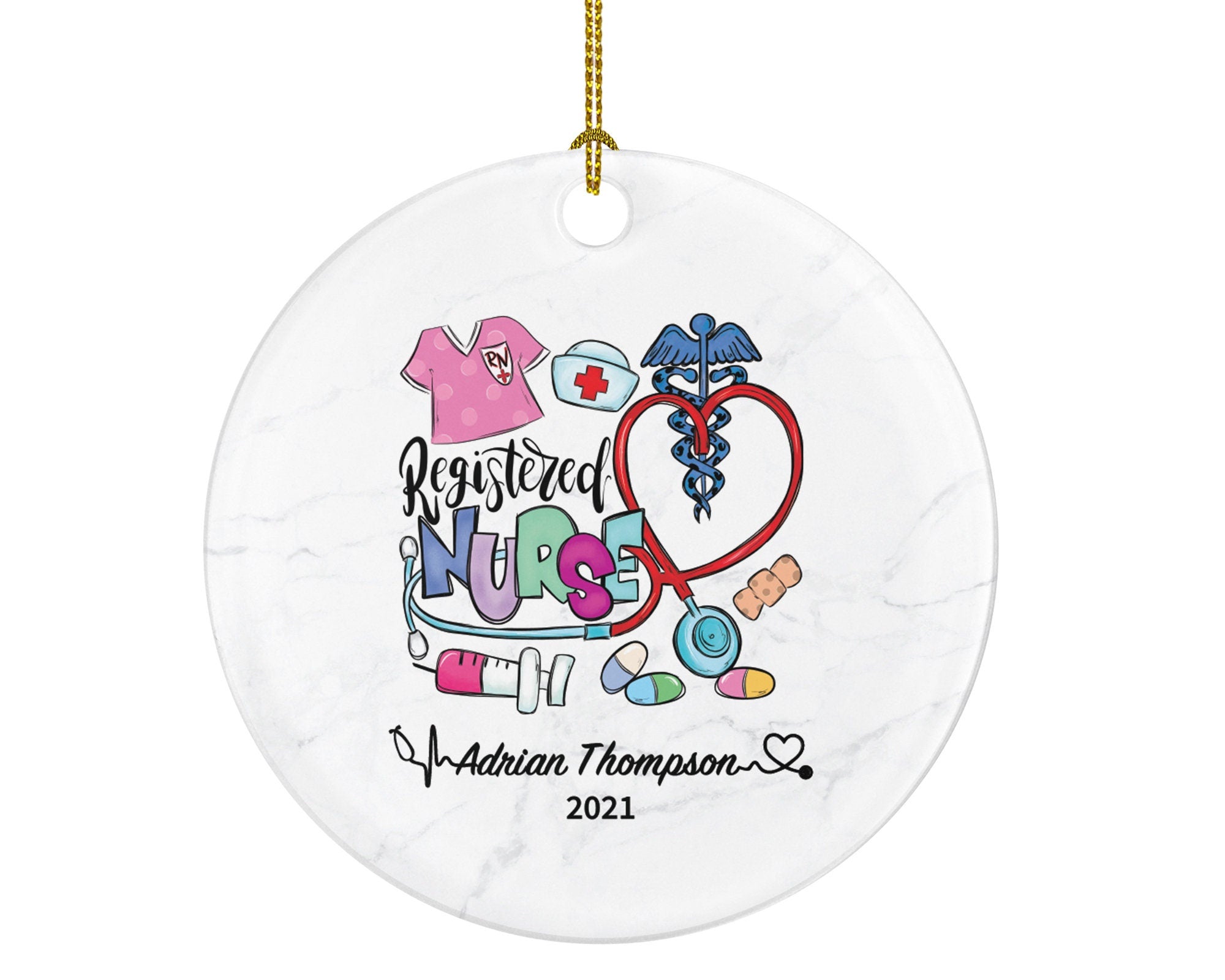 Registered Nurse RN Christmas Ornament Personalized - Nurse Health Worker Gift from Patient for Nurse Custom Medical
