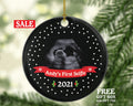 Baby's First Selfie Sonogram Photo Pregnancy Announcement Ornament - We're Were Expecting Christmas New Baby Girl Boy Pregnant Parents Gift