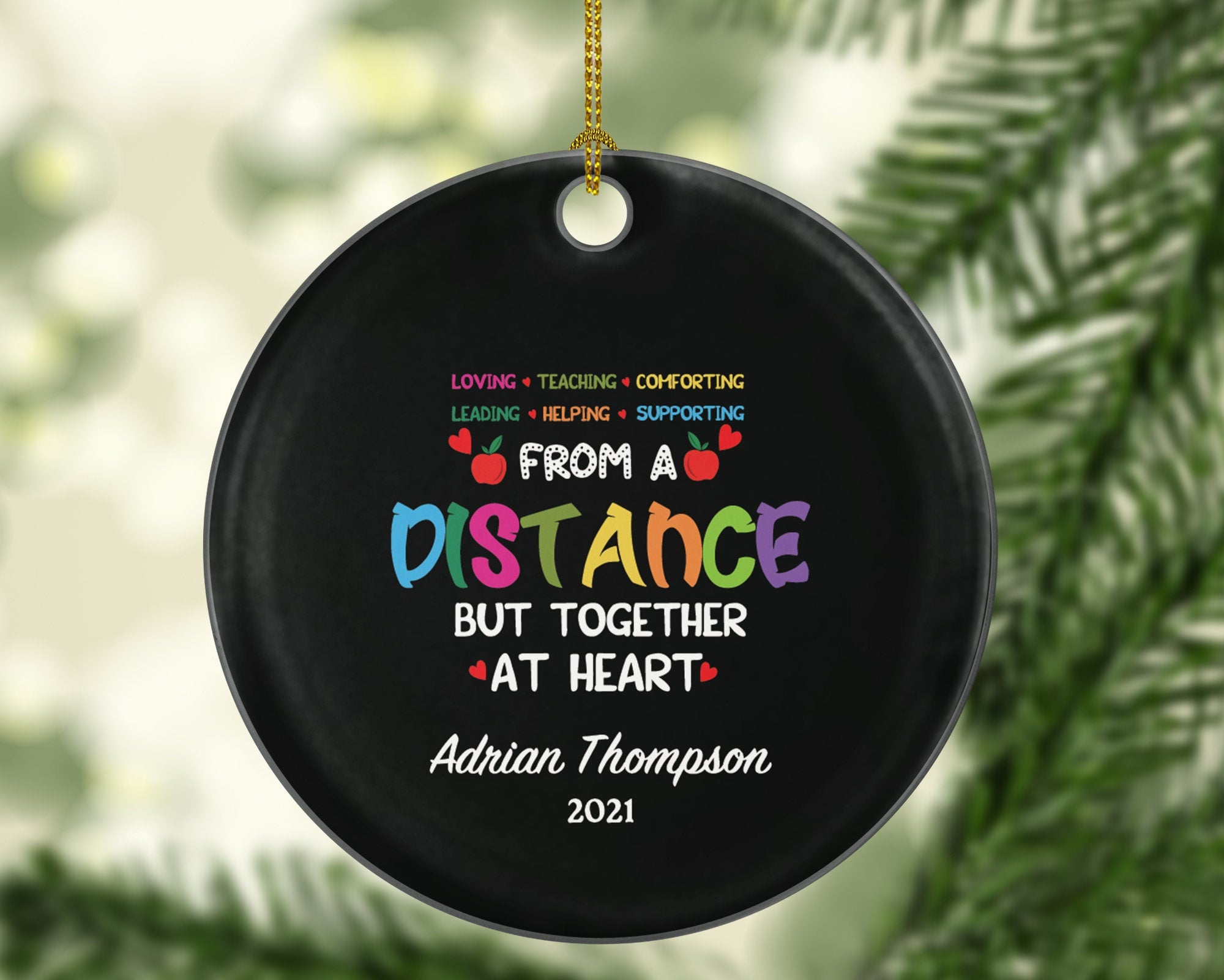 Distance Learning Teacher Christmas Ornament Personalized - Virtual Teaching Ornament Dedicated Teacher Gift from Student School