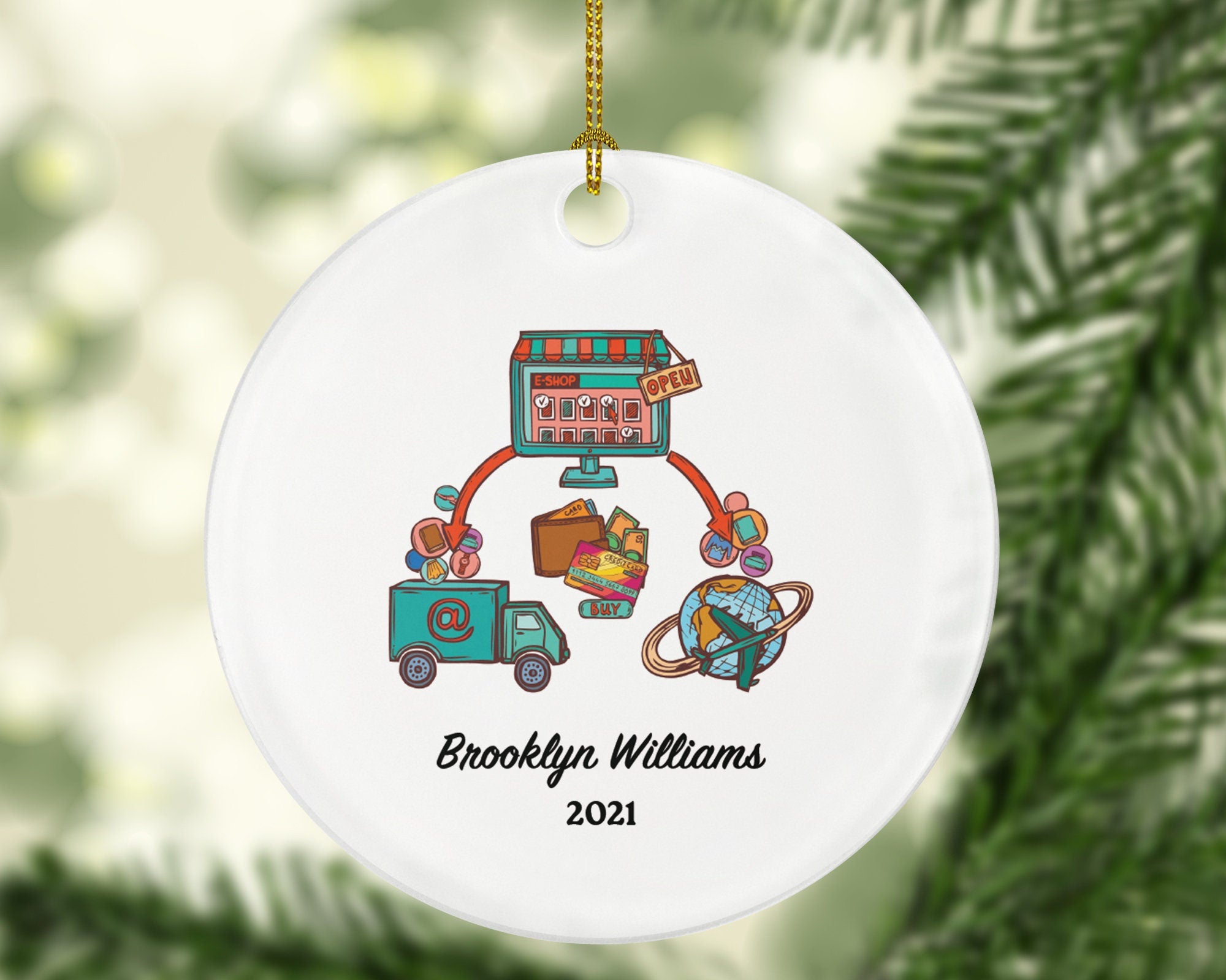 Online Shopper Personalized Christmas Ornament - Online Shopping from Home Shopaholic Shopping Lover Love To Shop, Shopping Addict Gifts