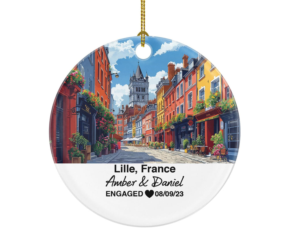 Personalized Lille France Christmas Ornament, Palais des Beaux-Arts, Mr & Mrs Wedding, Engagement, or Honeymoon Keepsake for Couples