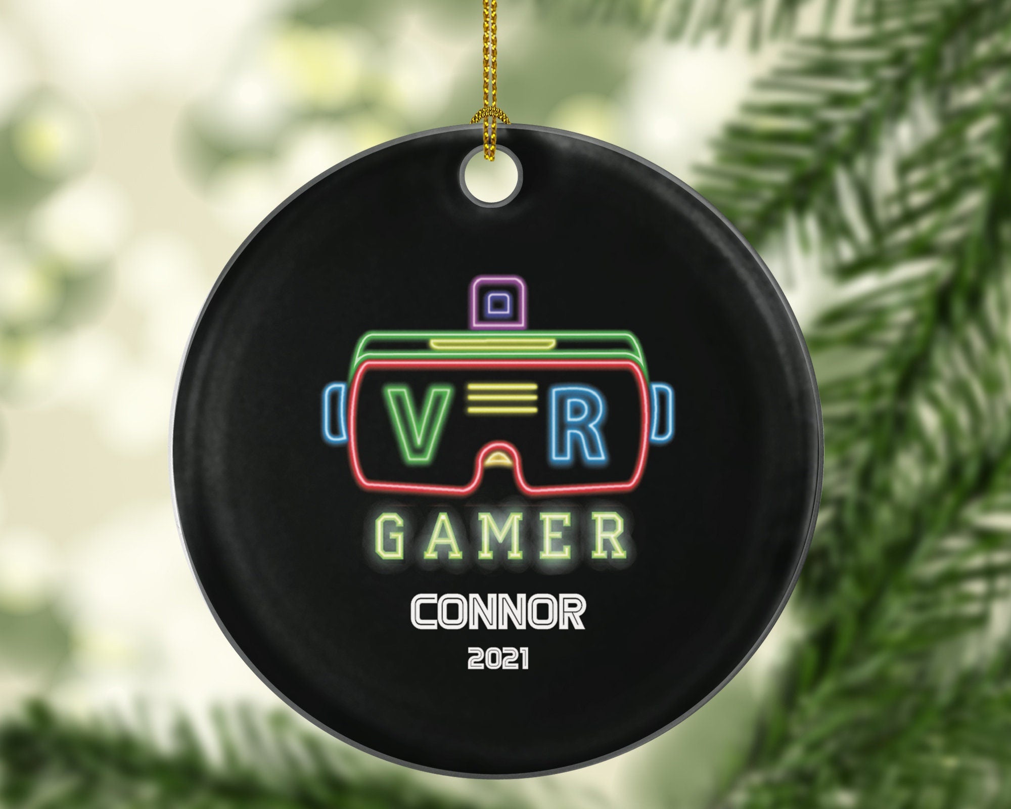 Virtual Reality Personalized Christmas Ornament -  Custom VR Video Gamer Game VR Gift