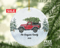 SUV Car Truck Ornament - Family Road Trip Red Jeep Personalized Ornament With Tree Car Custom Name and Date Holiday