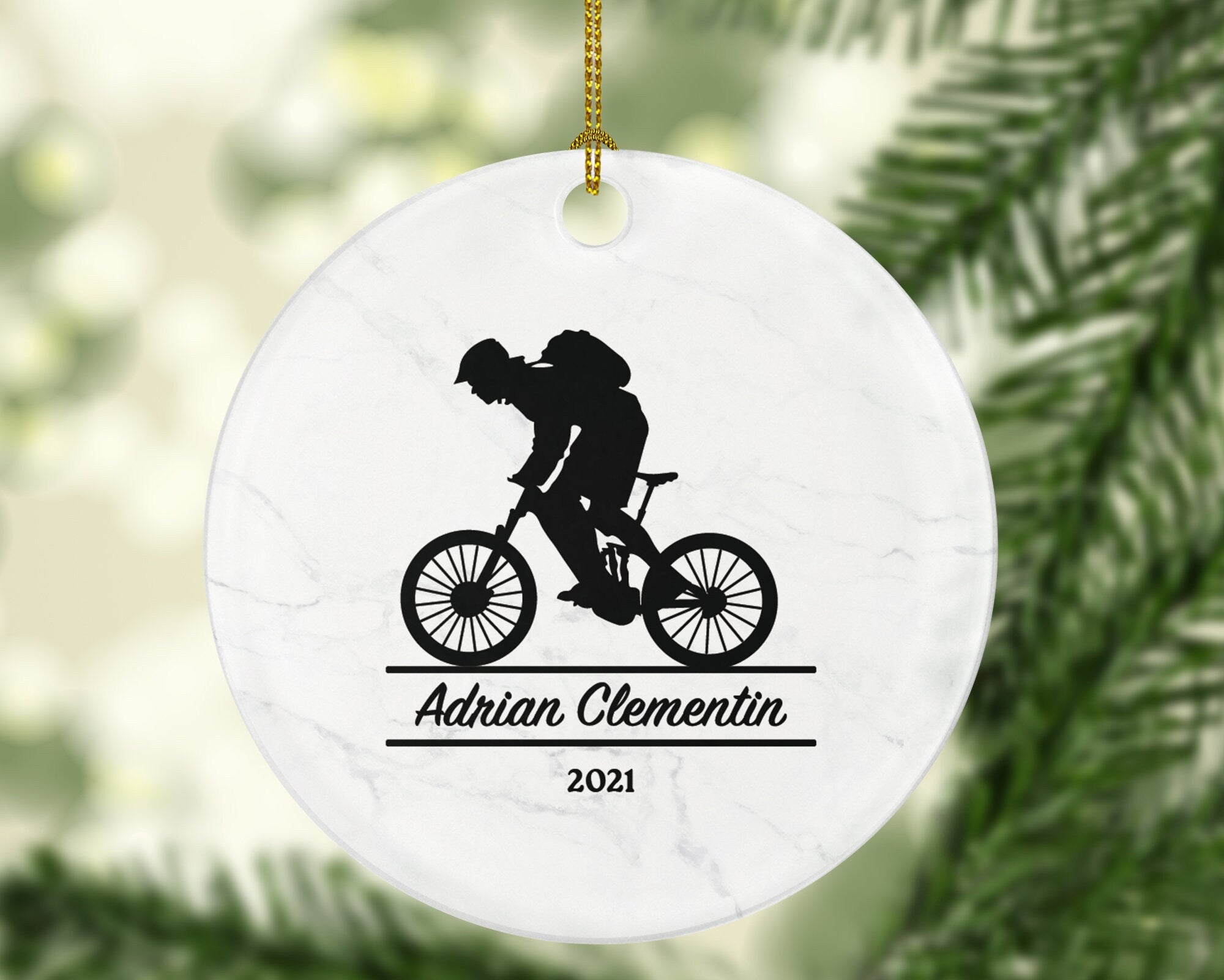 Cyclist Male Men Personalized Christmas Ornament - Bicycle Lover Cyclist Riding Bike Bicycle Cycling Gift