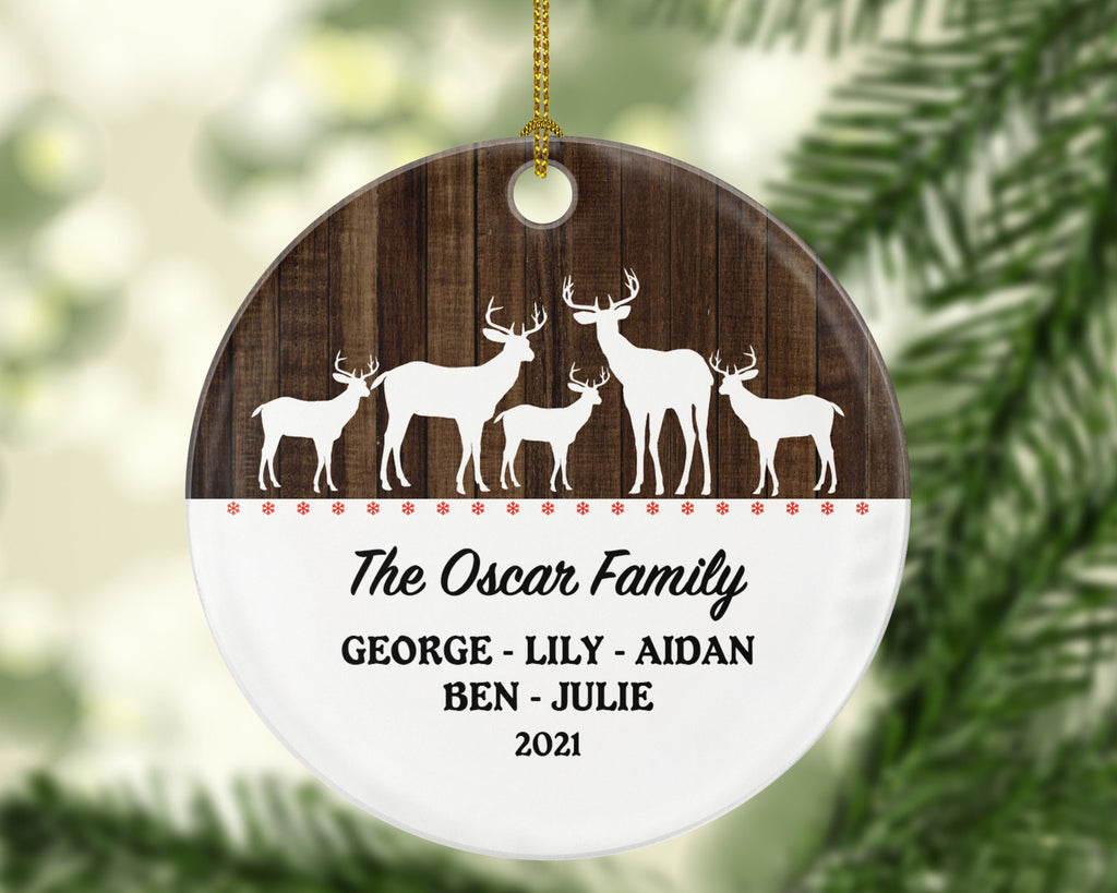 Family of 2 3 4 5 Personalized Christmas Ornament - Two Three Four Five Child Custom Rustic Farmhouse Big Deer Reindeer Family