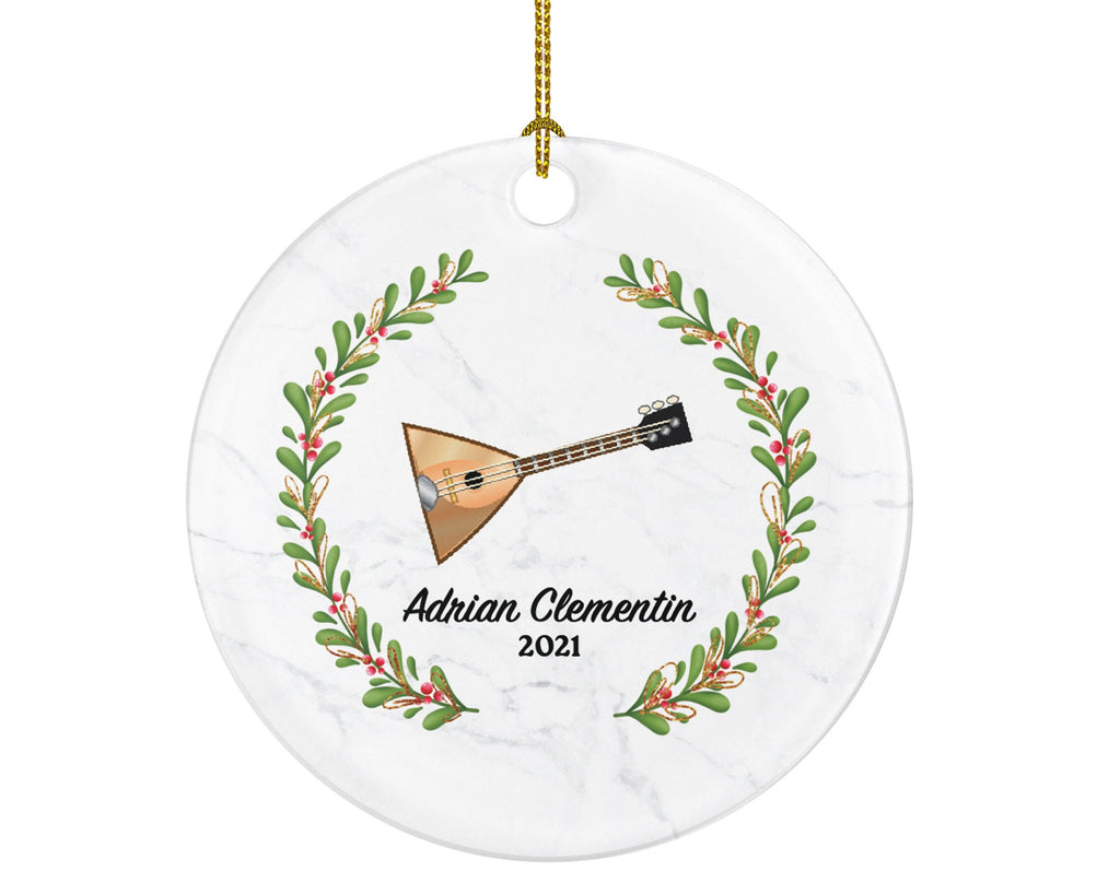 Balalaika Instrument Christmas Ornament Personalized - Musical Instrument Player Music Lover Custom Holiday Gift for Musician