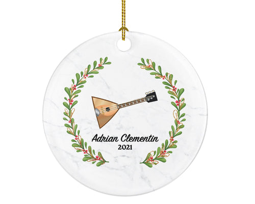 Balalaika Instrument Christmas Ornament Personalized - Musical Instrument Player Music Lover Custom Holiday Gift for Musician