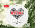 Fisherman Fishing Christmas Ornament Personalized - Custom Fisher Ornament with Name - Gift for Fishermen