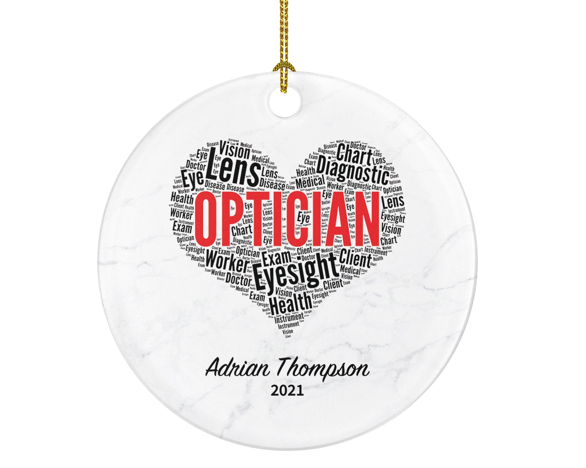 Optician Christmas Ornament Personalized - Eyes Health Seeing Visual System Gift Graduation Thank You Appreciation Gift