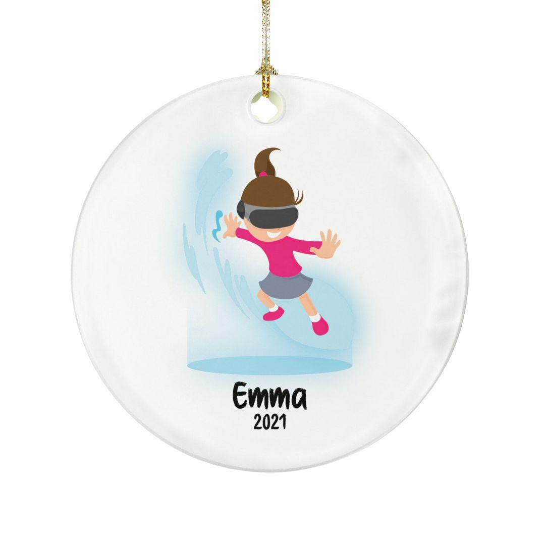Virtual Reality Male Personalized Christmas Ornament Child for Tree Girl Kid Brown White Skin Hair Blonde Dark Black Video Gamer Game Gift
