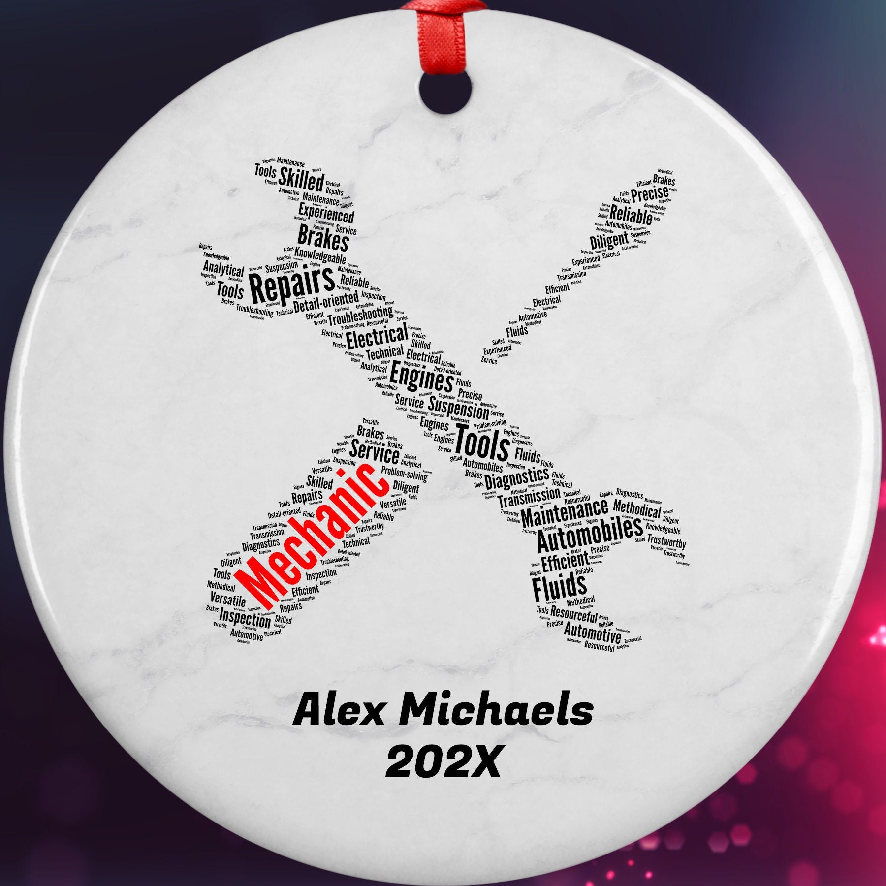 Mechanic Personalized Christmas Ornament