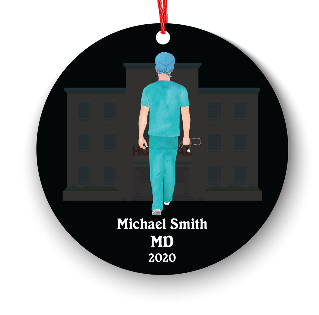 Personalized Nurse Medical Doctor Scrub Christmas Ornament Therapist Physician Orthopedist Pandemic Quarantine Covid Coronavirus MD Custom