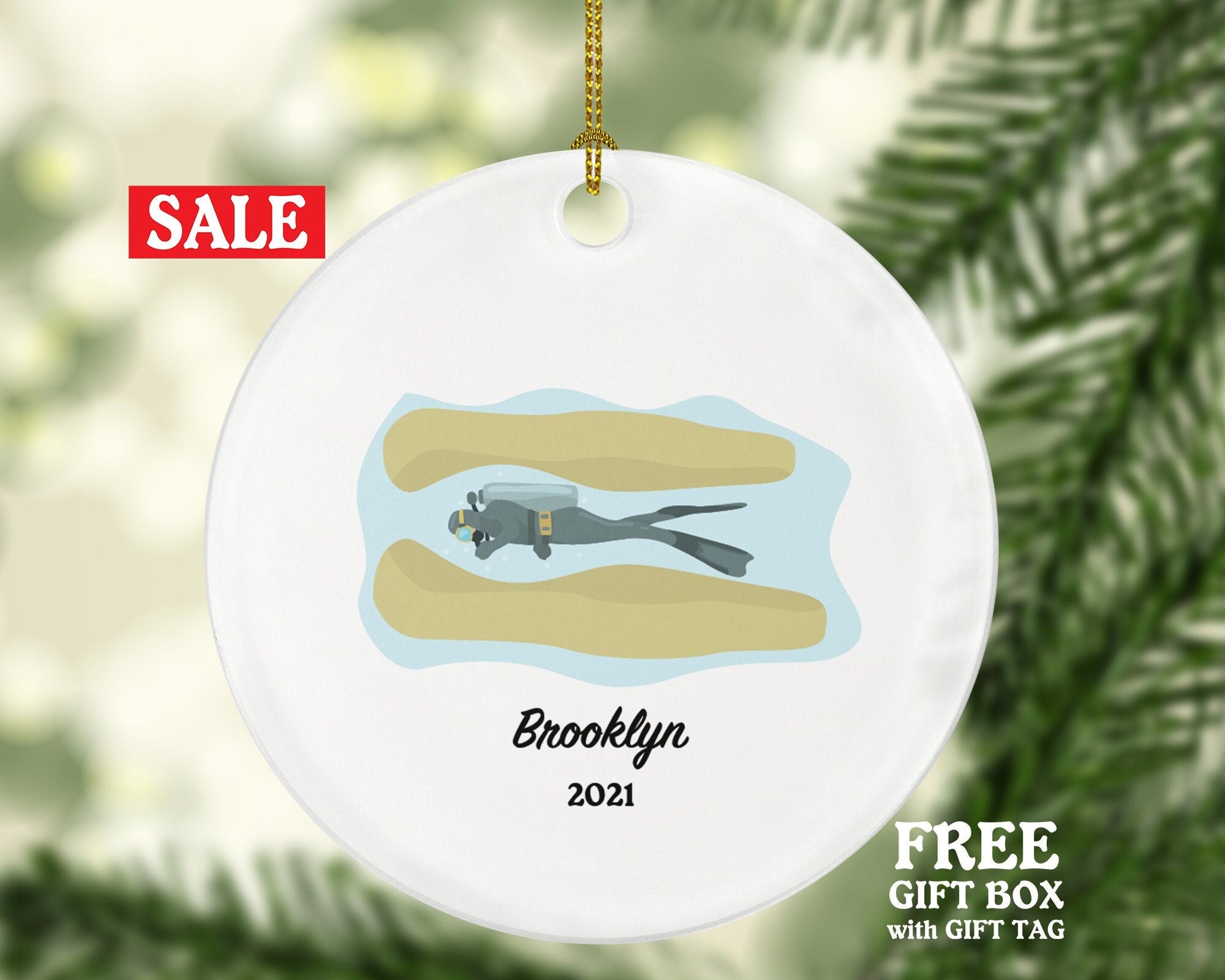 Personalized Cave Diving Christmas Ornament, Cave Diving Lover Gift, Cave Diving Christmas Tree Ornament