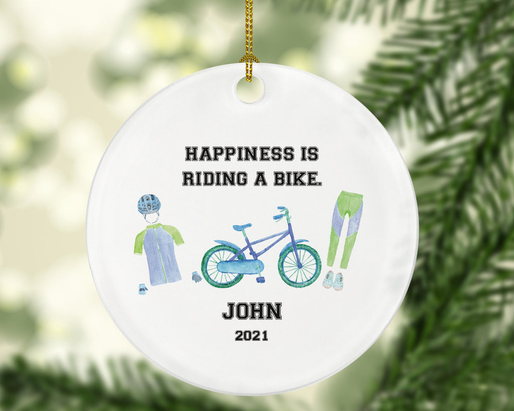 Riding Bicycle Personalized Christmas Ornament - Cyclist Riding Bike Girl Boy Female Male Cycling Gift