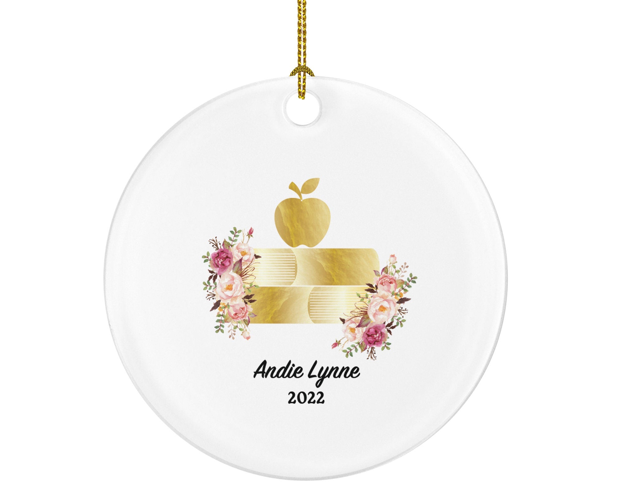 Personalized Teacher Ornament Book Apple Teacher Custom Gift from Student appreciation Mr Mrs School Graduate Graduation Mr. Mrs