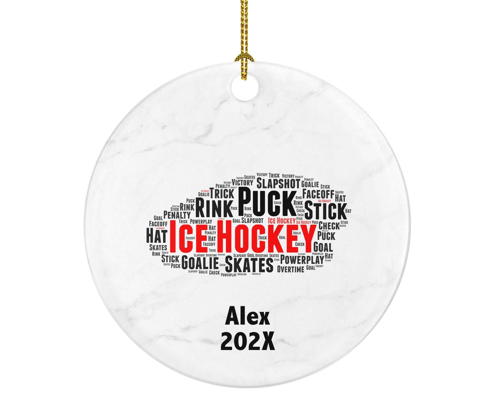 Personalized Ice Hockey Christmas Ornament – Custom Sports Gift – Hockey Puck Ornament – Hockey Player Holiday Keepsake