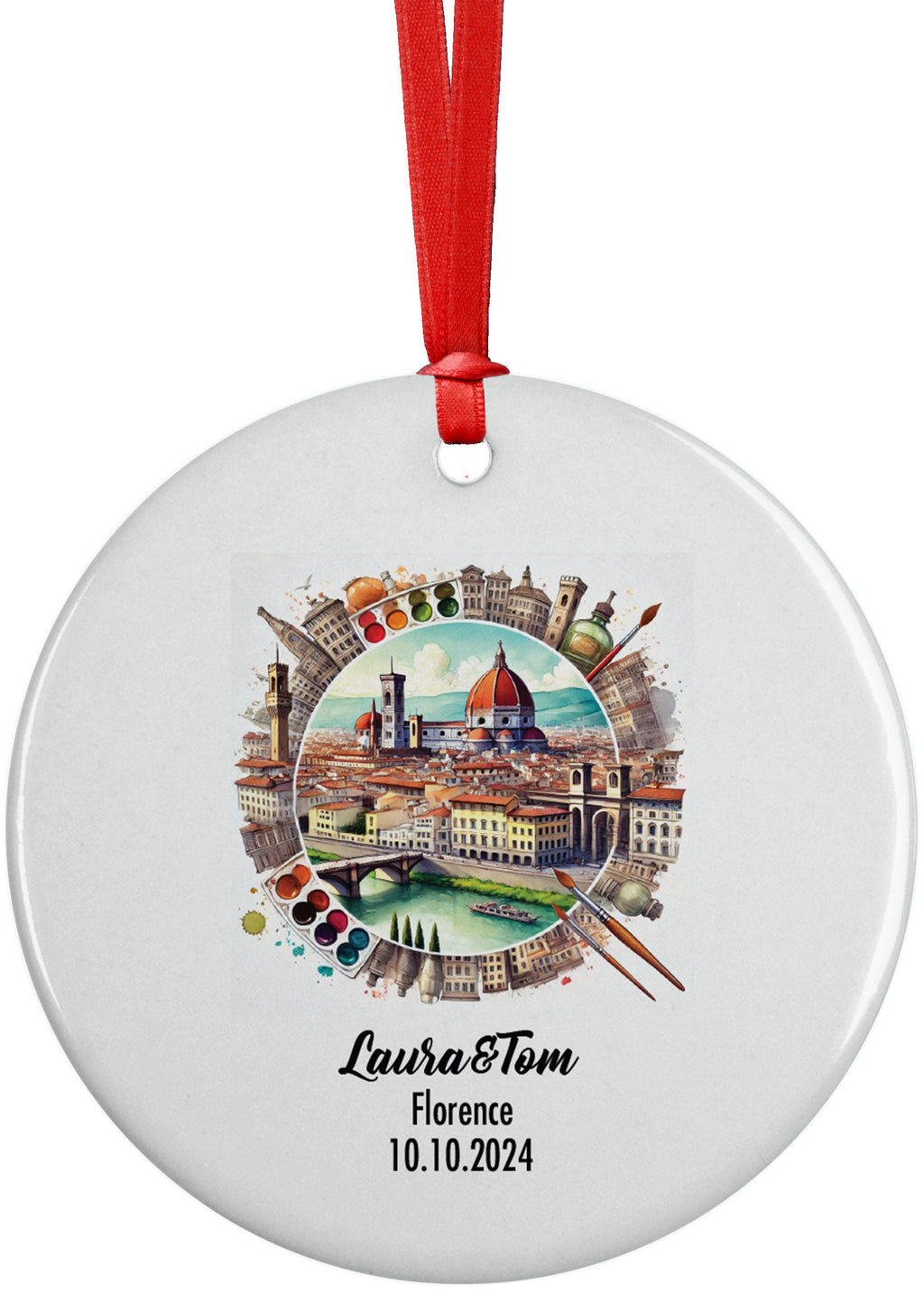 Florence, Italy, Ornament, Engagement, Married, Travel, Gift for Engaged Couple, Engagement Gift, Trip, Vacation Souvenir